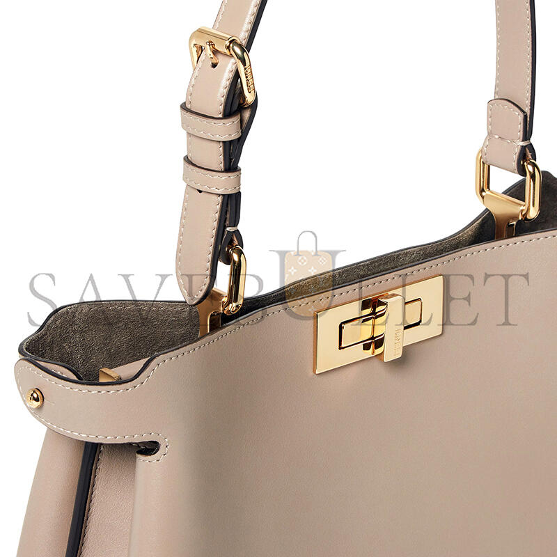 FENDI PEEKABOO SOFT MEDIUM DOVE GREY LEATHER BAG 8BN353AOVHF0E65 (33*25.5*10cm)